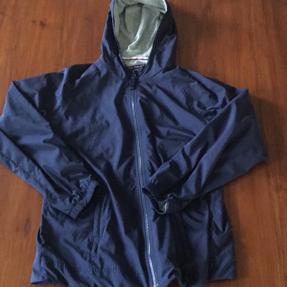 Navy blue rain jacket